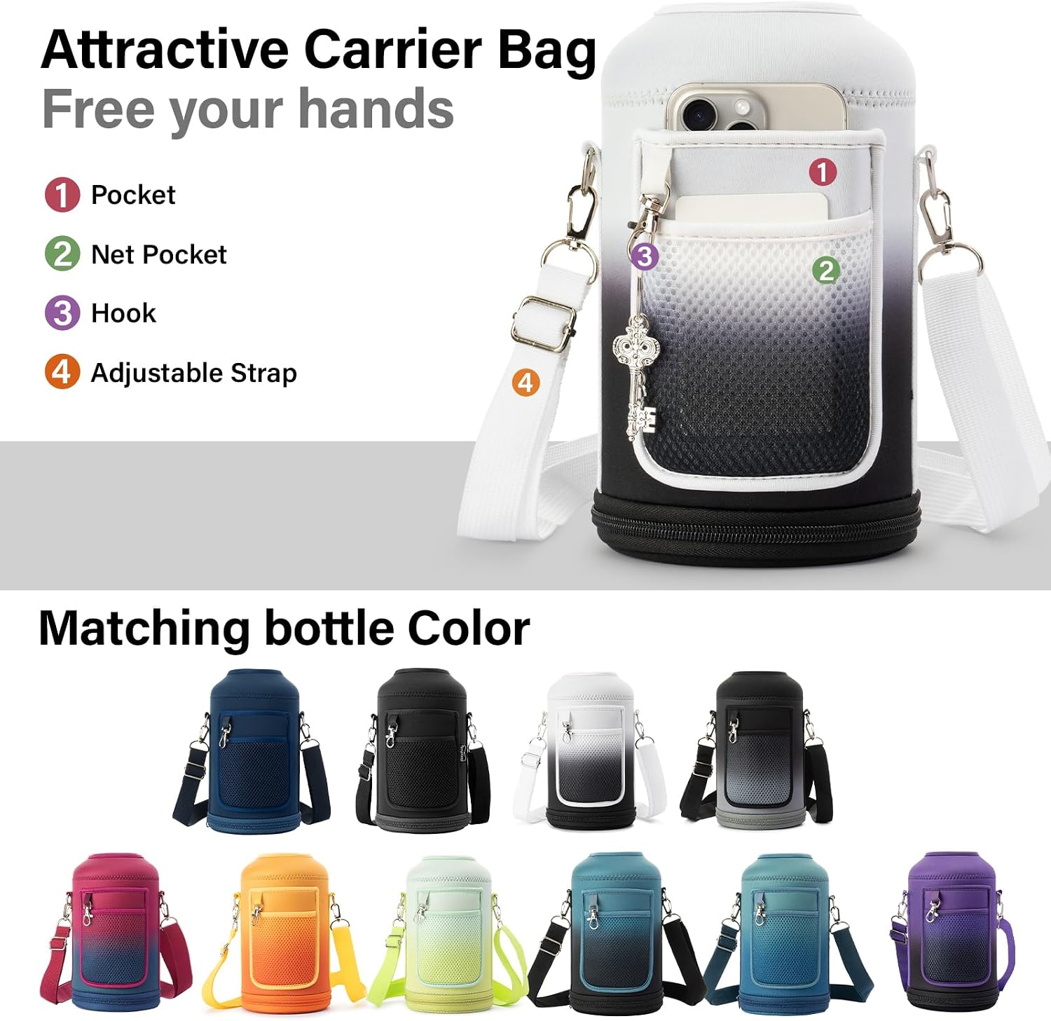 DYSANKY 1 Gallon Insulated Water Bottle w/Straw & Portable Carrier Bag