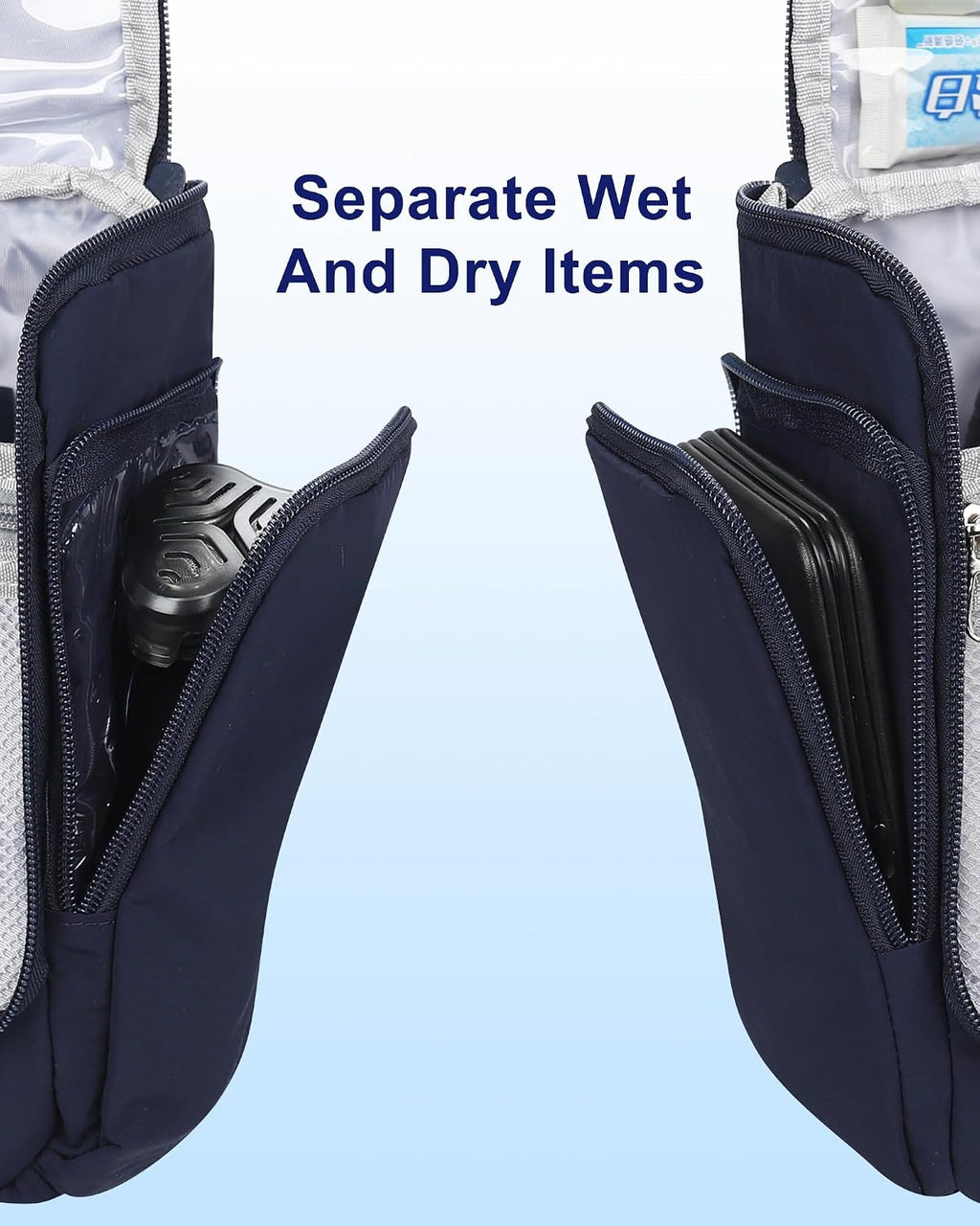 Relavel Hanging Toiletry Bag for Men, Travel Makeup Bag for Women, Blue