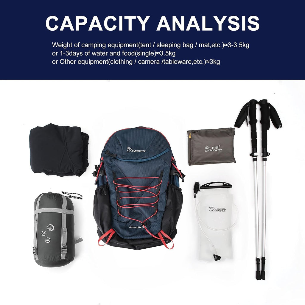MOUNTAINTOP 25/30L Lightweight Hiking Backpack, Outdoor Daypack