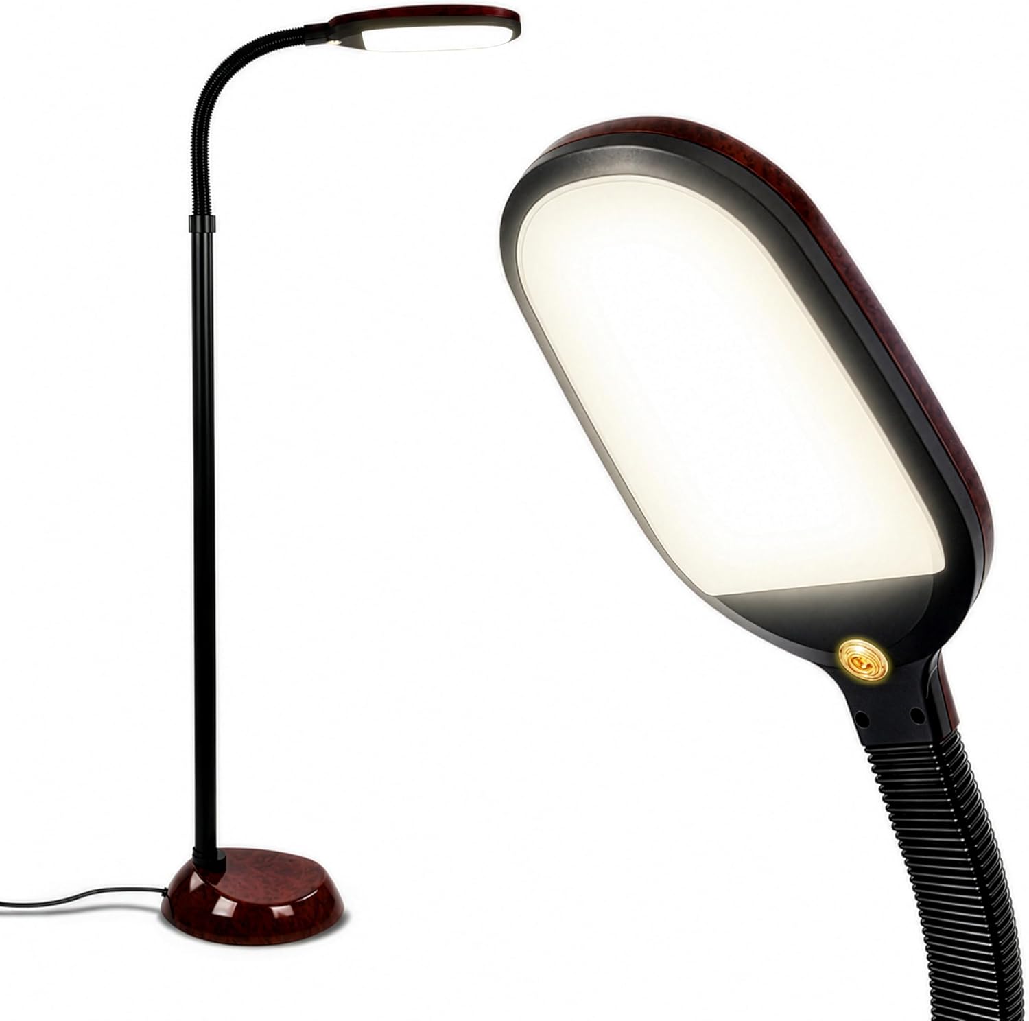 Brightech Litespan - Bright LED Floor Reading Lamp for Over Chair Crafts and Reading, Estheticians' Light for Lash Extensions, Adjustable Standing Lamp for Living Room, Bedroom, Office - Havana Brown