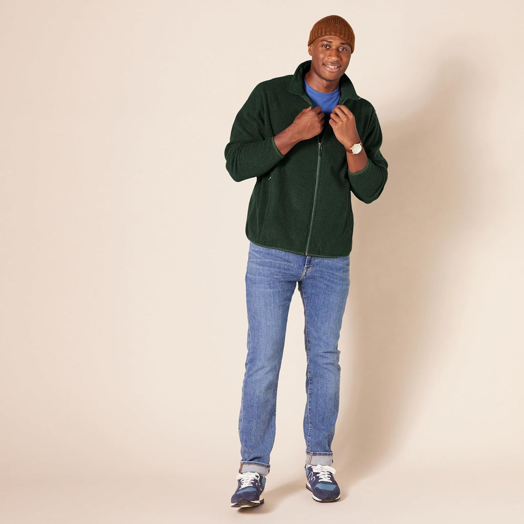 Amazon Essentials Men's Full-Zip Polar Fleece Jacket with Zippered Pockets for Cold Outdoor Weather (Available in Big & Tall)