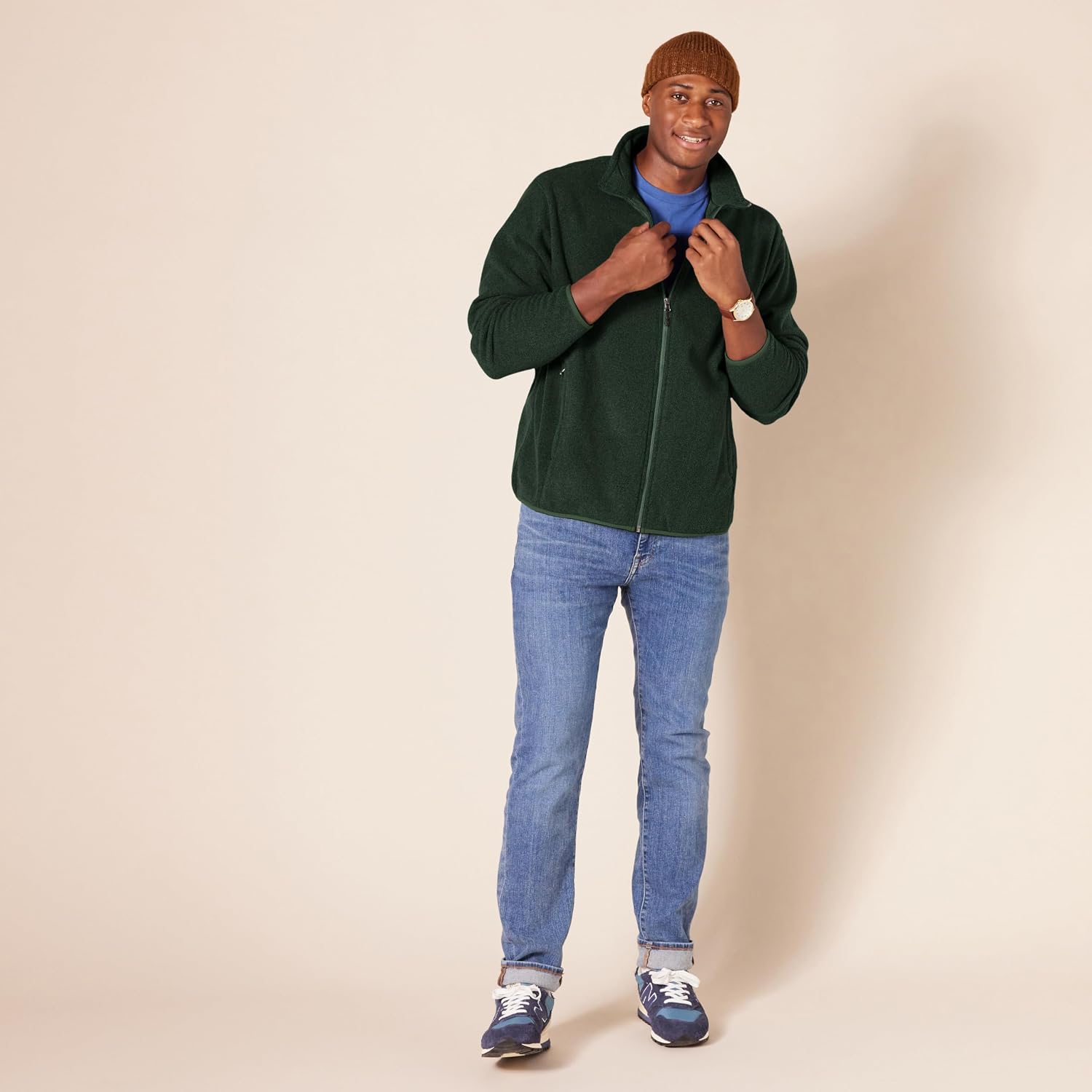 Amazon Essentials Men's Full-Zip Polar Fleece Jacket with Zippered Pockets for Cold Outdoor Weather (Available in Big & Tall)