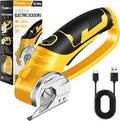 SakerPlus Cordless Electric Scissors, 4V Cardboard Cutter, Box Cutter Fabric Scissor with Safety Lock & LED Light, Rechargeable Power Rotary Cutters for Box Carpet Fabric Plastic Leather