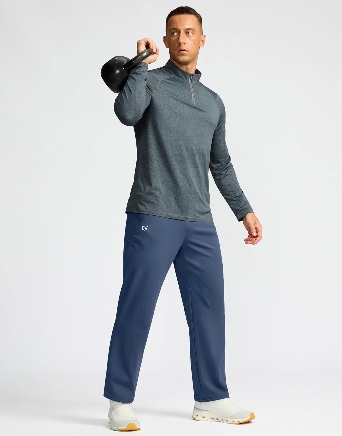 G Gradual Men's Fleece Lined Pants with 3 Zipper Pockets Water Resistant Winter Warm Hiking Pants Athletic Sweatpants for Men