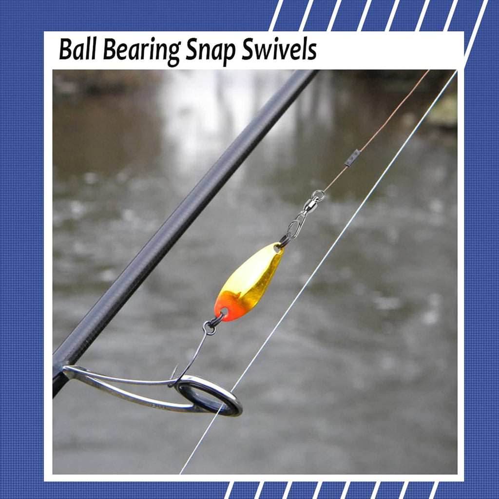 AMYSPORTS High Strength Snap Swivel Stainless Split Rings Fishing Swivel Freshwater Ball Bearing Swivels Fishing Saltwater, 25pcs, 30lbs