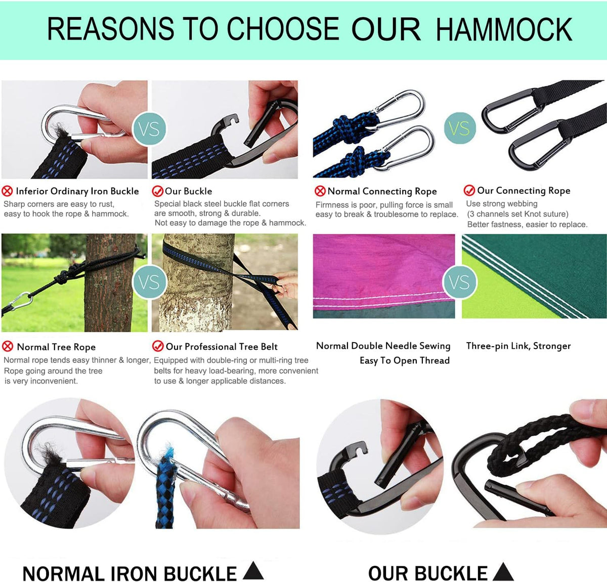 Hammock Camping, Portable Single/Double Hammocks for Outdoor Hiking Travel Backpacking - 210D Nylon Hammock Swing for Backyard & Garden (Green/Khaki)