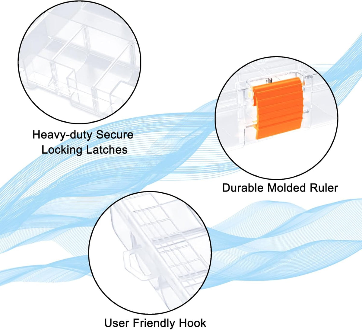 LARIPOP 4-Pack 3600 Fishing Tackle Boxes, Clear Plastic Storage Trays with Adjustable Dividers, Organizer for Lures, Hooks, Sinkers, Jigs & Fishing Accessories