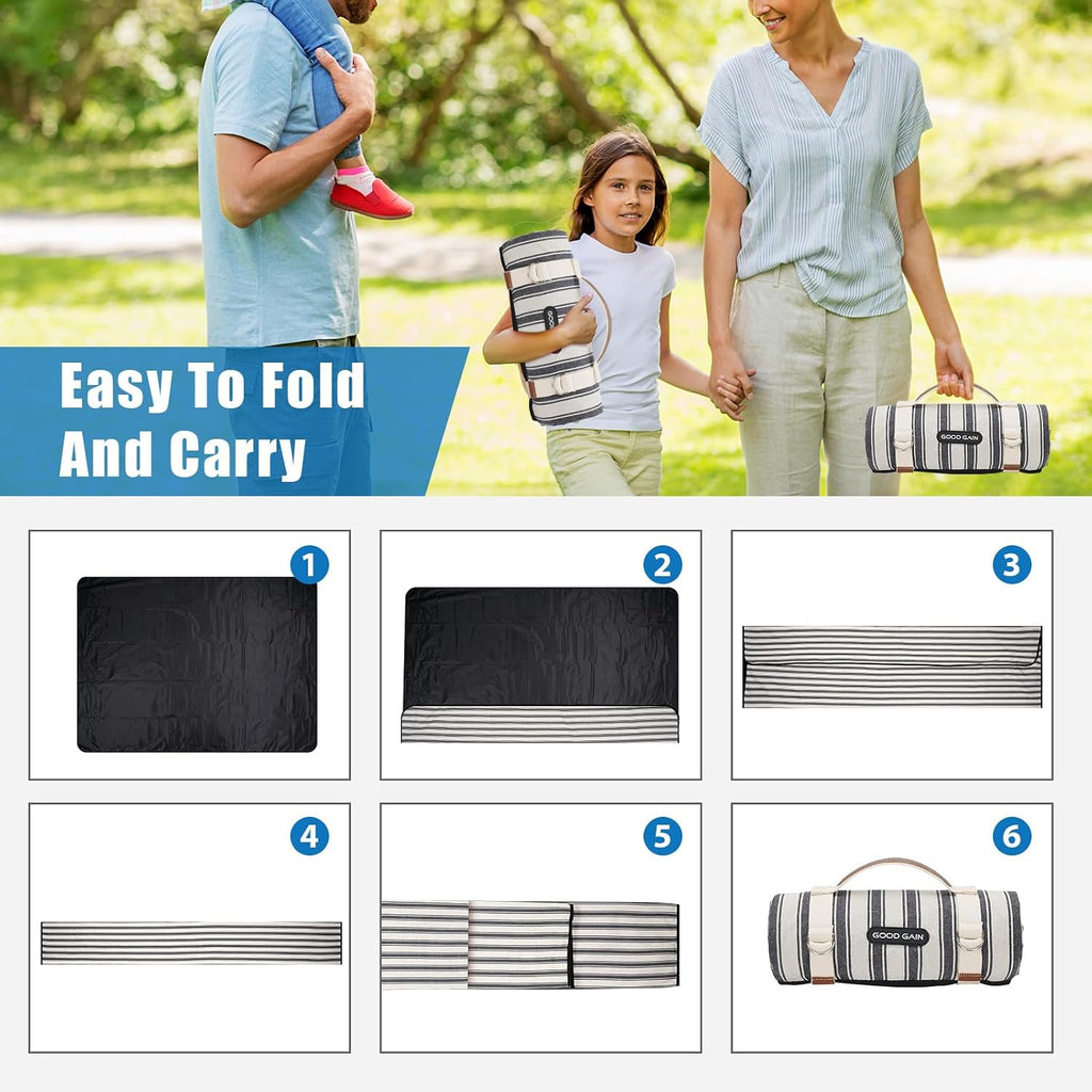 G GOOD GAIN Waterproof Picnic Blankets Outdoor Machine Washable, Berry Blue