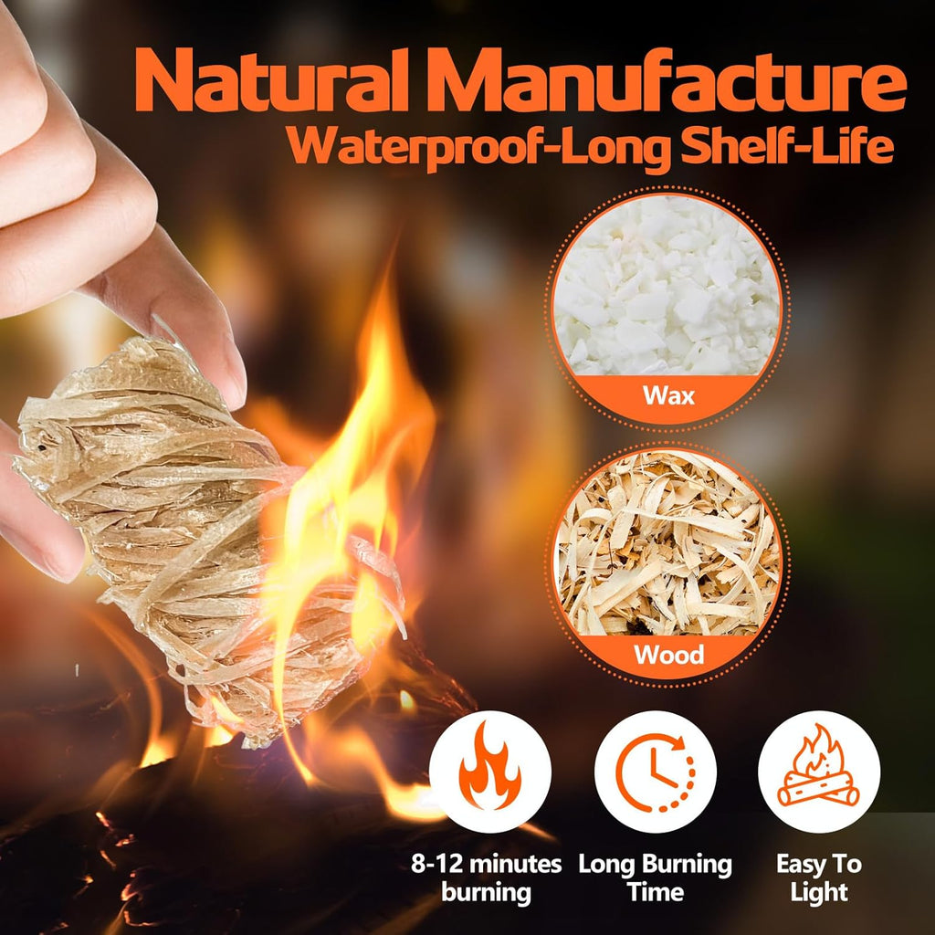 72PCS Fire Starters for Campfires,Quick Light Wood Charcoal Fire Starter