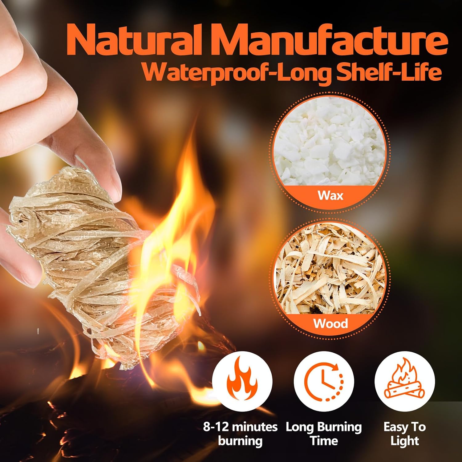 1296PCS Fire Starters for Campfires,Quick Light Wood Charcoal Fire Starter