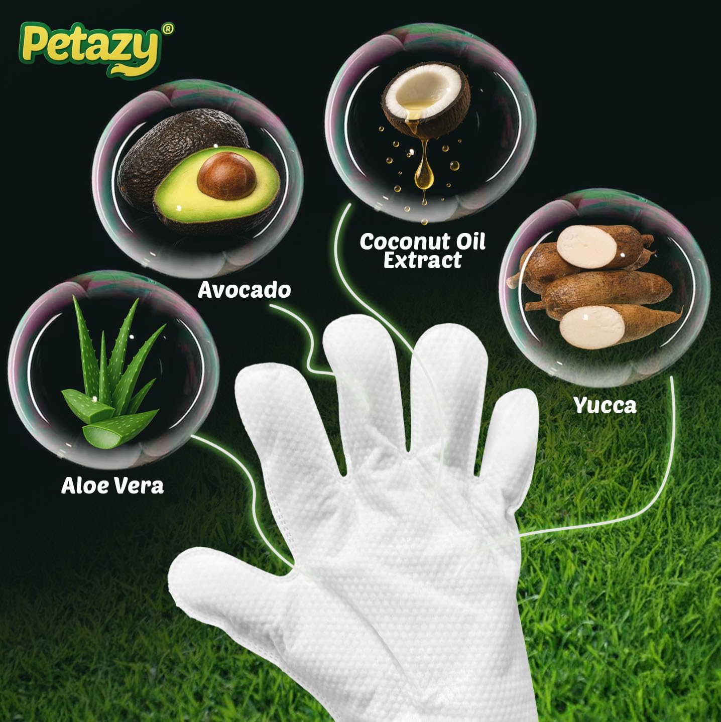 Petazy Pet Glove Wipes for Dogs & Cats - Paws, Ears & Butt Cleaning, 25 pk