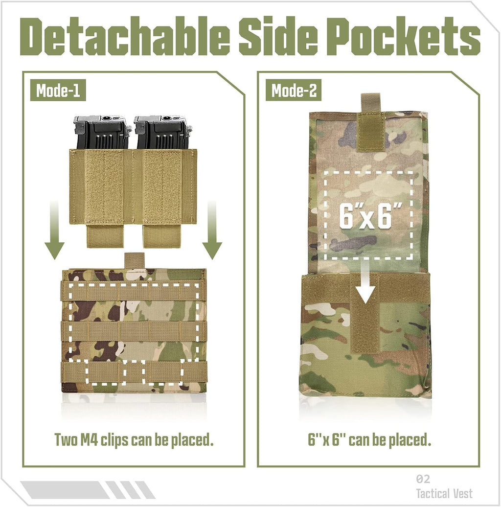 GFIRE Tactical Vest, Quick Release Lightweight Breathable Vest for Training