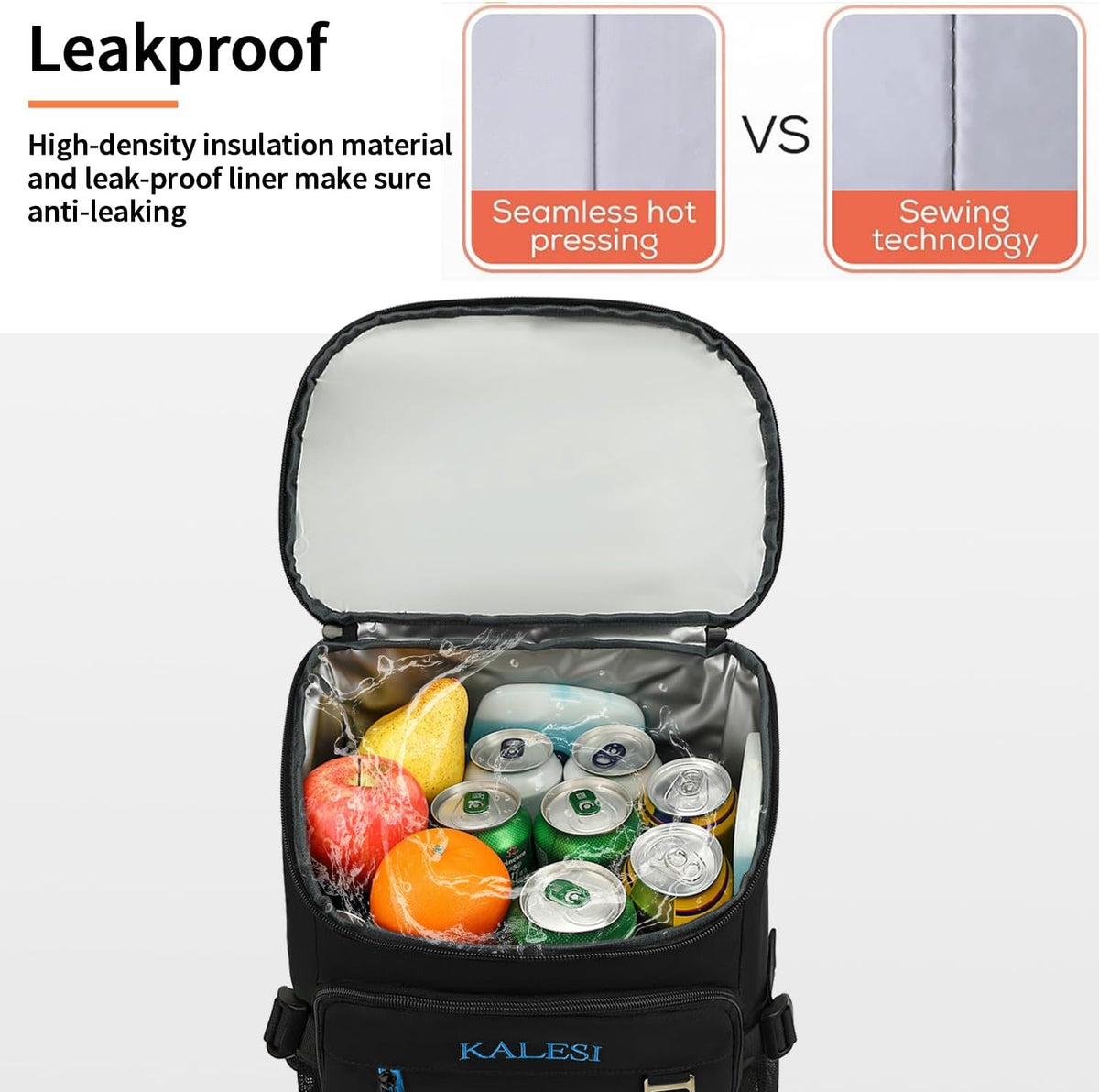 Kalesi Cooler Backpack 36 Cans Lightweight Insulated Backpack Cooler Leak-Proof Travel Camping Lunch Backpack Outdoor Cutlery Backpack for Men and Women