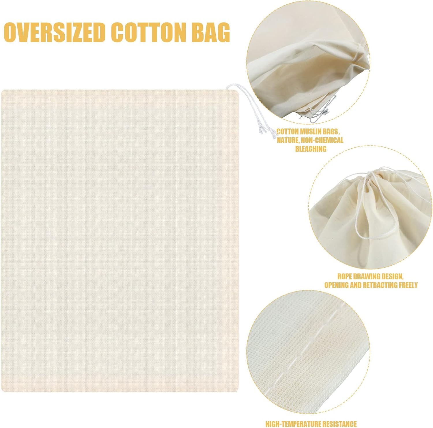 Pangda 15 Pcs Muslin Bags 15 x 22 Inch Cloth Bags with Drawstring Large Storage pouches Bulk Cotton Reusable Grocery pouches DIY Craft Sachet for Party Wedding Home Storage