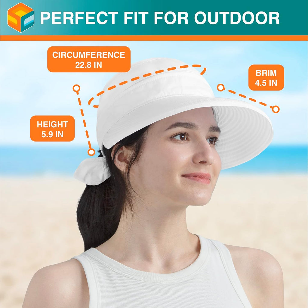 SUN CUBE Womens Sun Hat UV Protection Wide Brim Zip-Off Golf Visor