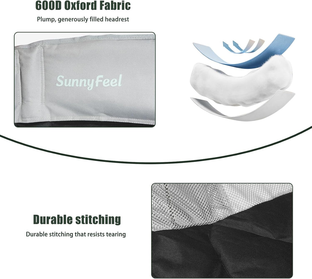 SUNNYFEEL Double Camping Chairs Padded Loveseat Chair for Adults