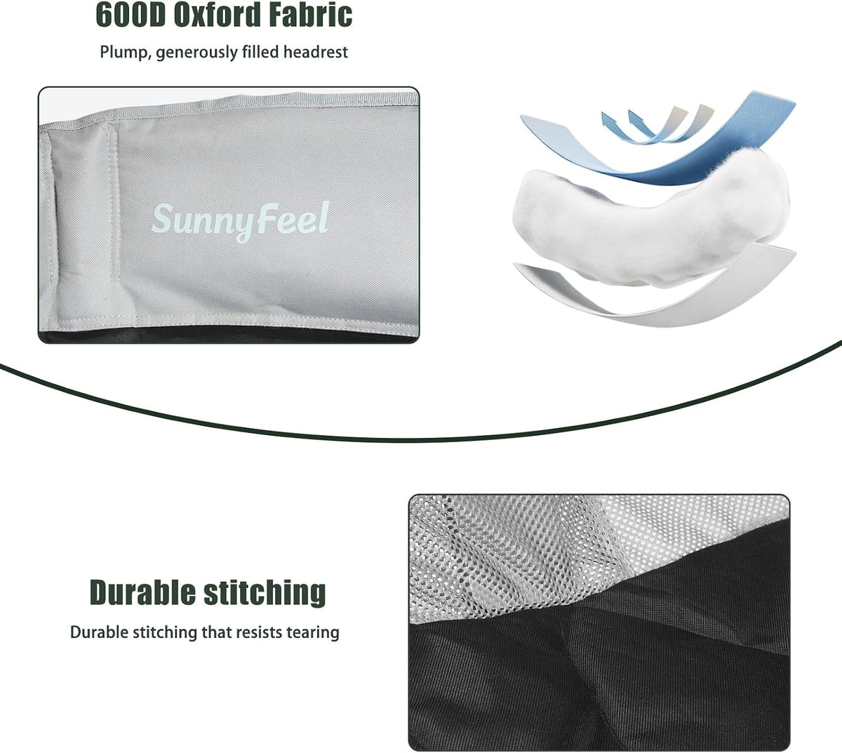 SUNNYFEEL Double Camping Chairs Padded Loveseat Chair for Adults