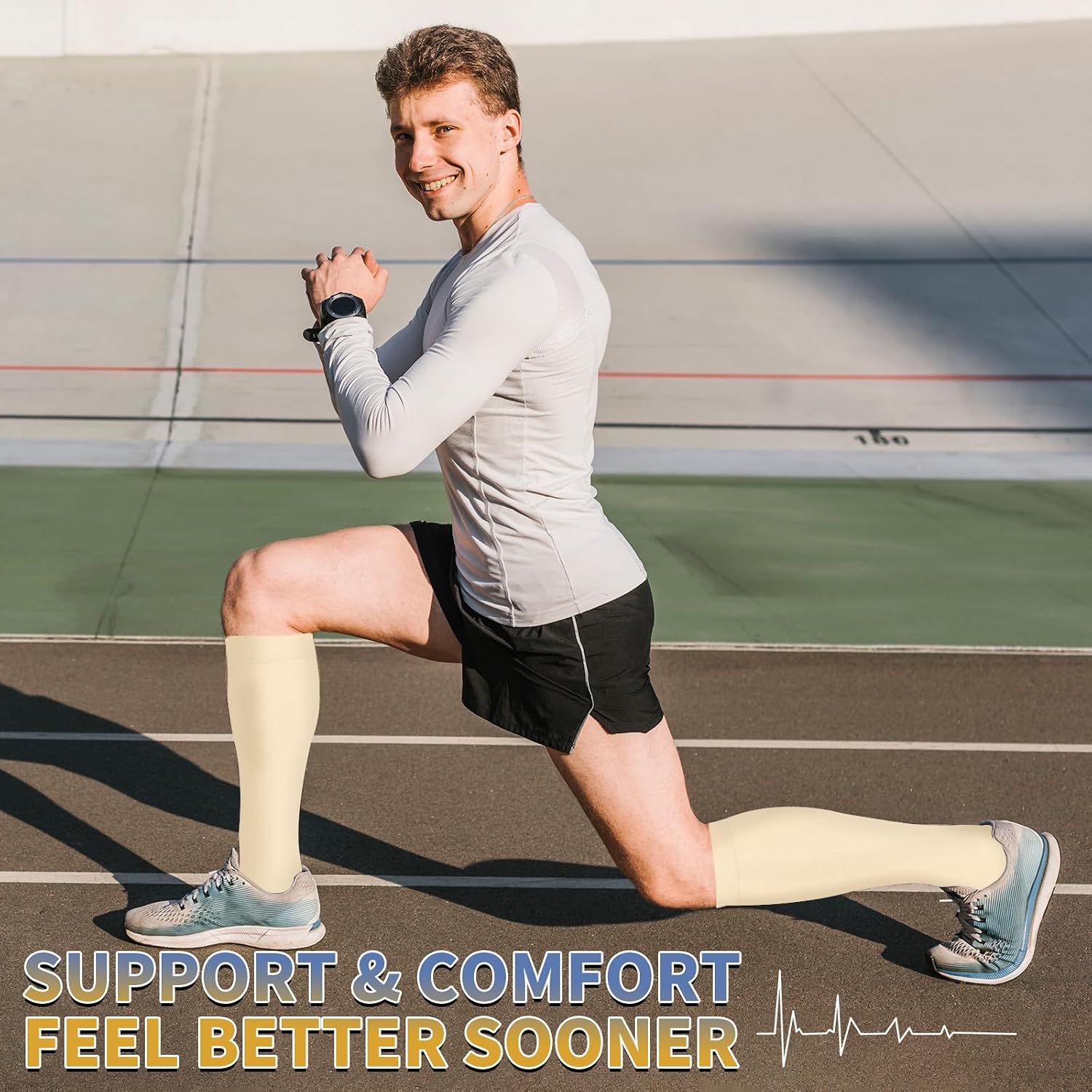 Sooverki Copper Compression Socks for Men & Women 8 Pack 15-20mmHg - Knee High Stockings Best Support for Running Athletic