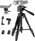 Binocular Tripod, 72” Spotting Scope Tripod Stand with Binocular Adapter and 2 QR Plates, Travel Camera Stand with Phone Holder/Carry Bag, Compatible with Binoculars/Spotting Scope/Camera/Phone