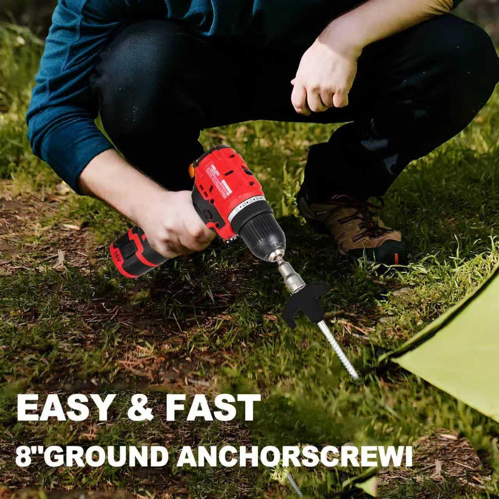 12 Pack Screw in Tent Stakes Heavy Duty,8 ’’ Ground Anchors Screw in,Metal Stakes with Hex Head Driver and Sturdy Storage Box. (12, Black)