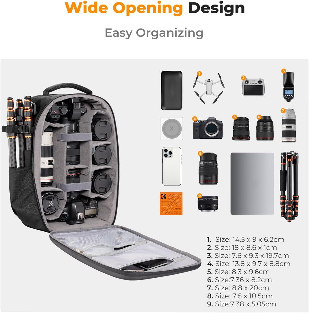 K&F CONCEPT Camera Backpack,Hardshell Photography DSLR Camera Bag