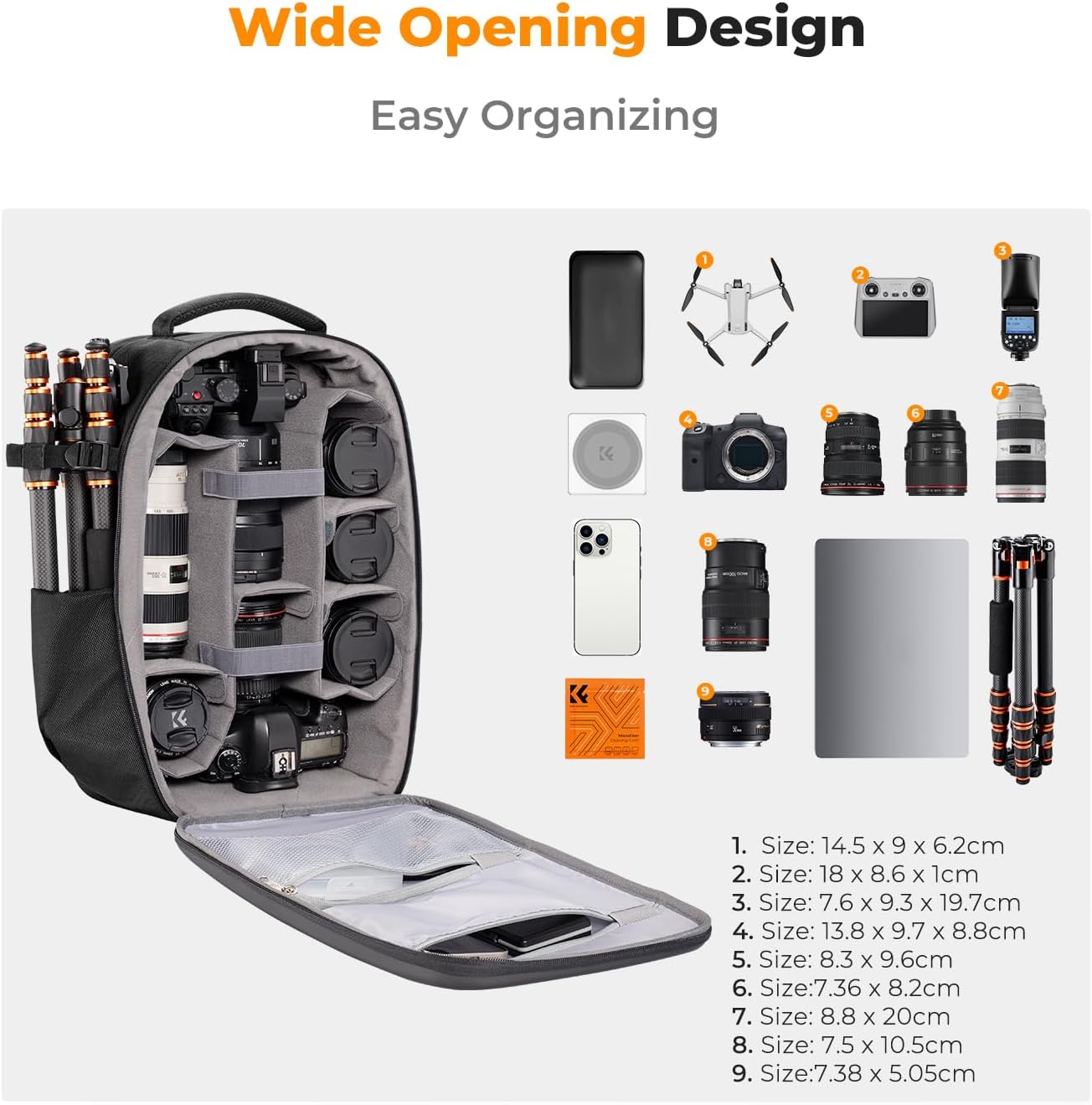 K&F CONCEPT Camera Backpack,Hardshell Photography DSLR Camera Bag