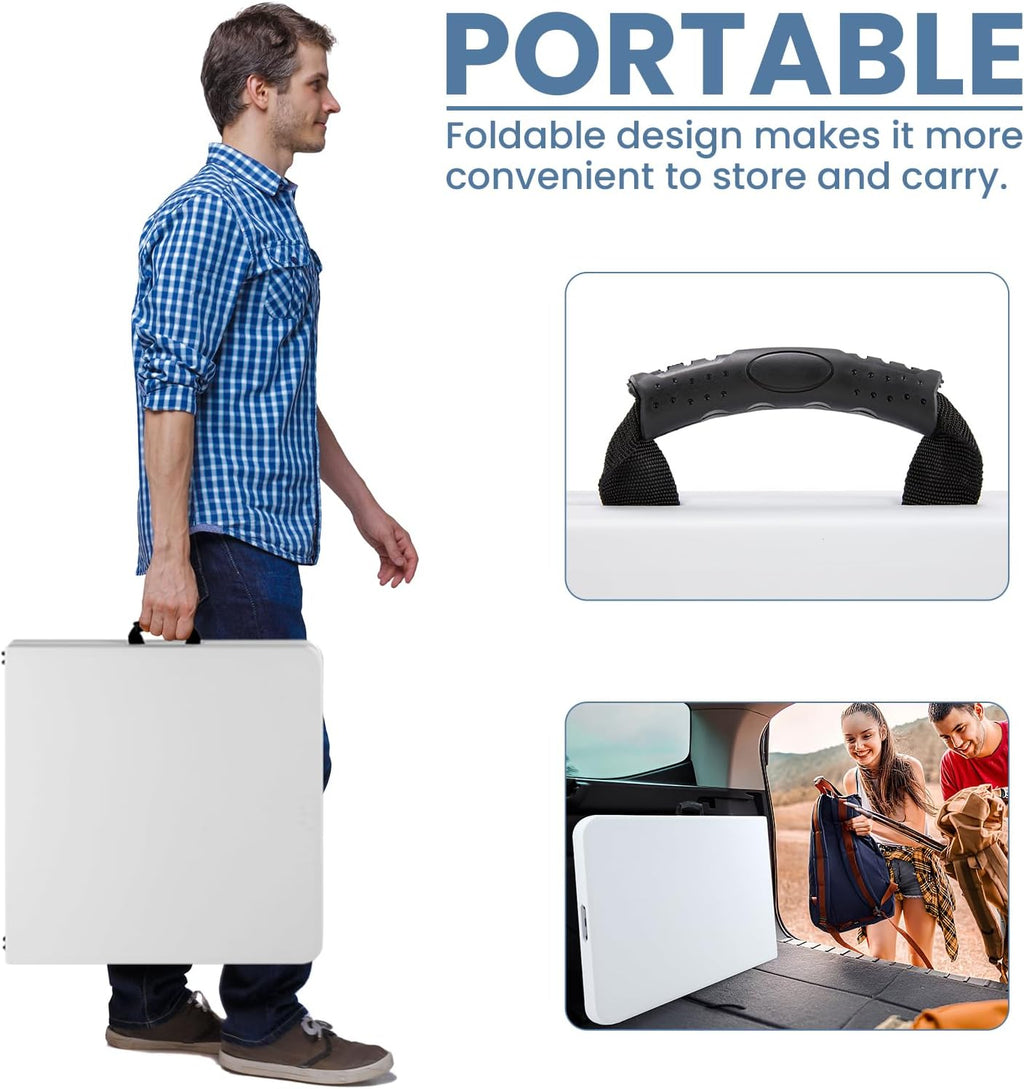 Sweetcrispy 4 FT Folding Picnic Table, Easy to Fold and Store