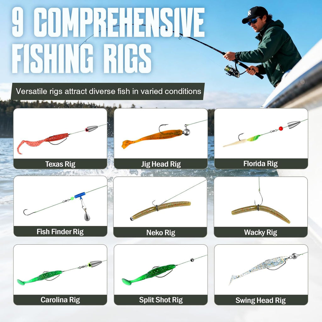 TOPFORT 187/343pcs Fishing Accessories Kit, Organized Fishing Tackle Box with Tackle Included, Fishing Hooks, Fishing Weights Sinkers, Fishing Gear and Equipment, Fishing Gift for Men