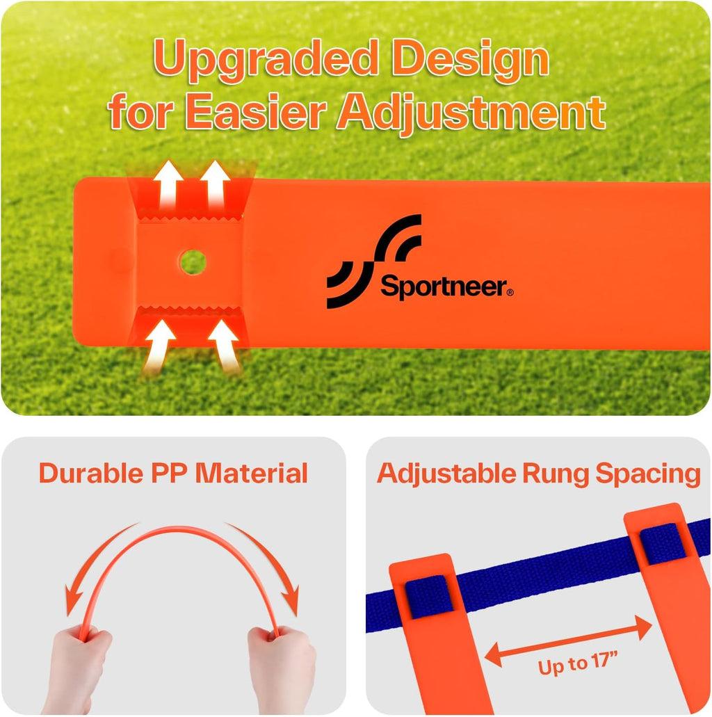Sportneer Agility Ladder Speed Training Set 12 Rungs 20ft Detachable Exercise Ladders in 2pcs (6 rungs Each) with Ground Stakes for Soccer Football Footwork Training Ladder with Carry Bag