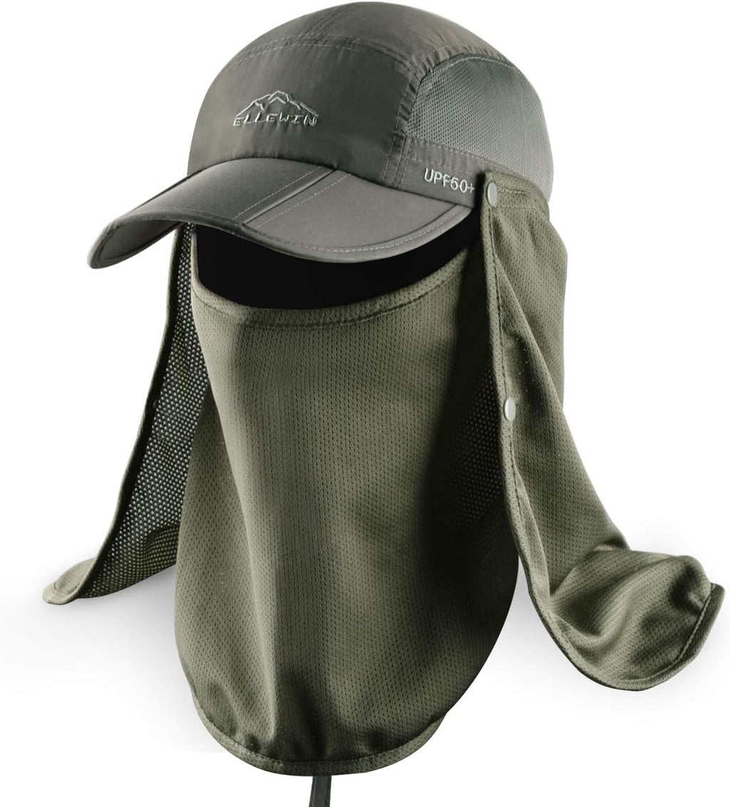 Outdoor Sun Hat for Men Women UPF 50+ Fishing UV Hat with Neck Flap Face Cover for Sun Protection