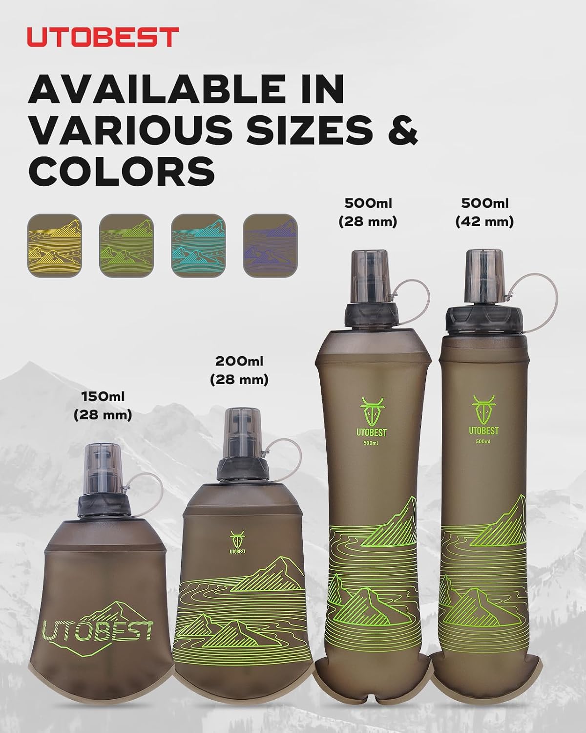 UTOBEST Soft Flask 200ml Collapsible Running Water Bottles
