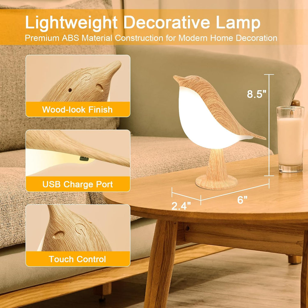 Deogos Small Desk Lamp, Cute Bird Light Cordless Lamp with 3 Color Temperature and Touch Sensor,Kids Night Light with Rechargeable Battery for Bedroom Nightstand Bedside Table Room Decor