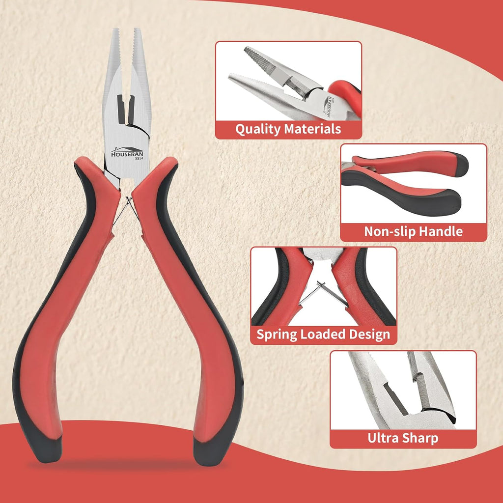 5-Pack 5" Small Needle Nose Pliers,Mini Jewelry Pliers with Cutter