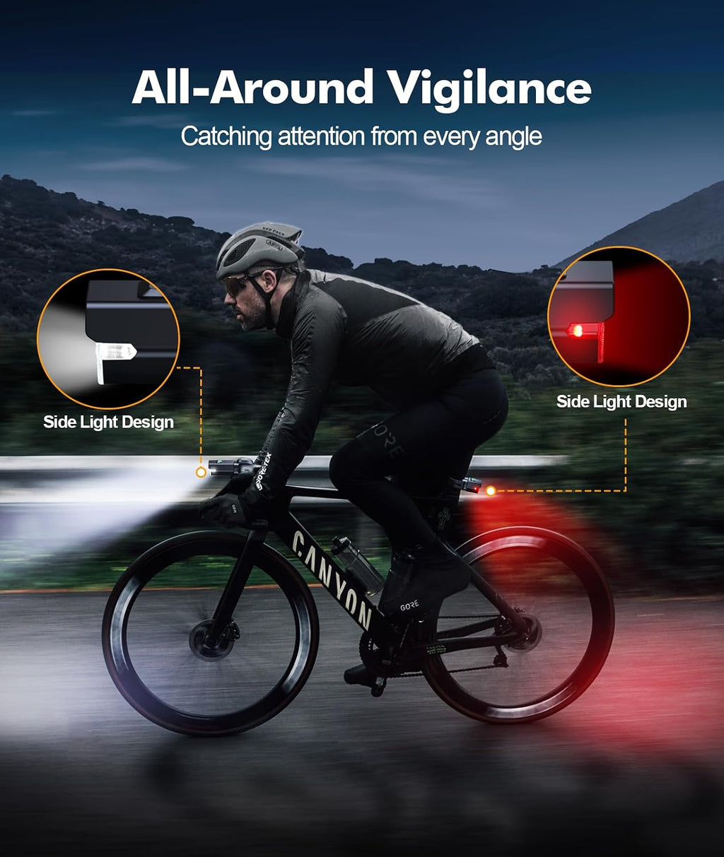 Zewdov High Lumen Super Bright Bike Lights for Night Riding, Adjustable Modes Bicycle Lights Front and Rear, Rechargeable & IP65 Waterproof Bike Headlight and Taillight Set for Cycling Electronics