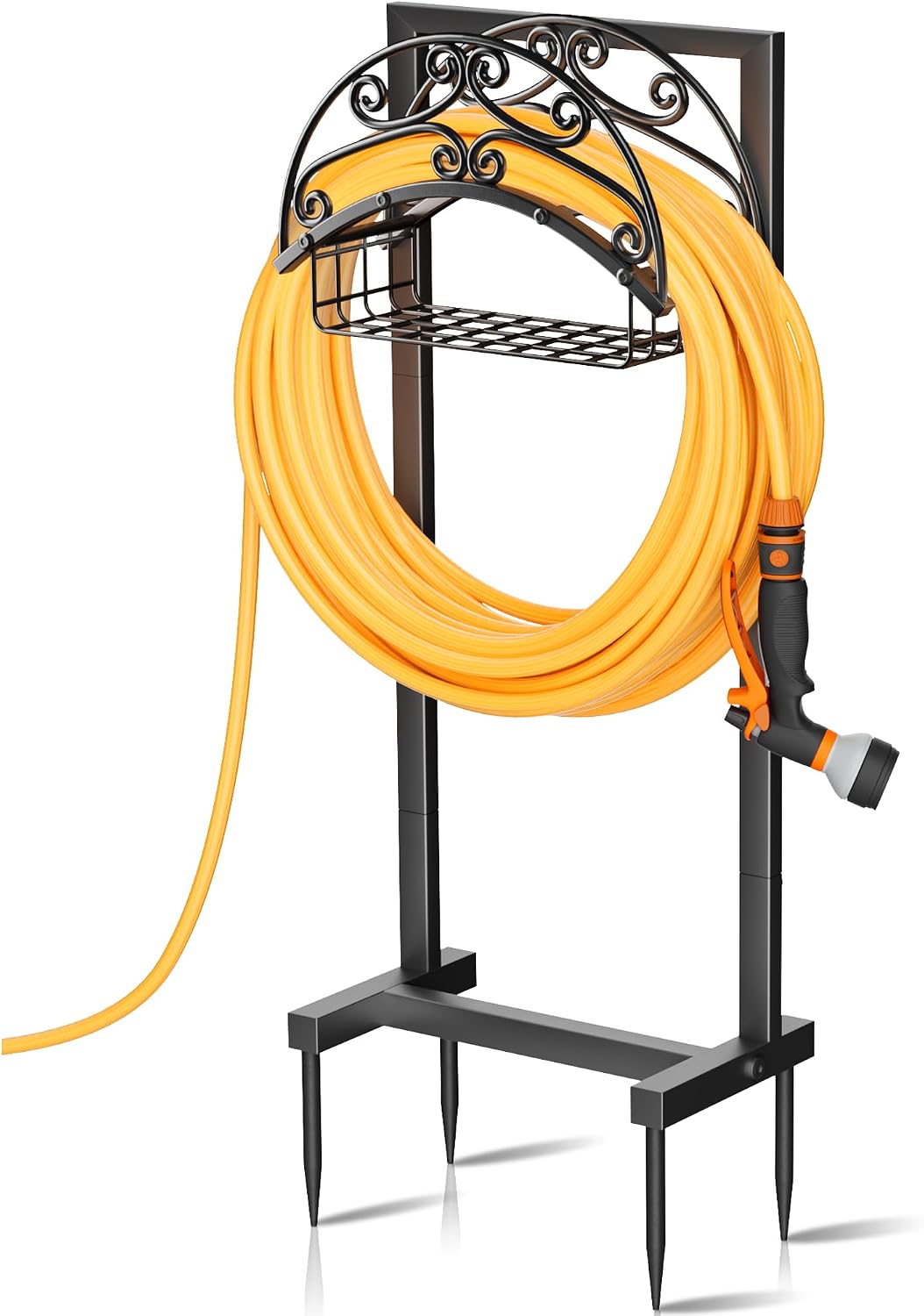 Gayuteay Garden Water Hose Holder with Storage Basket for Outside