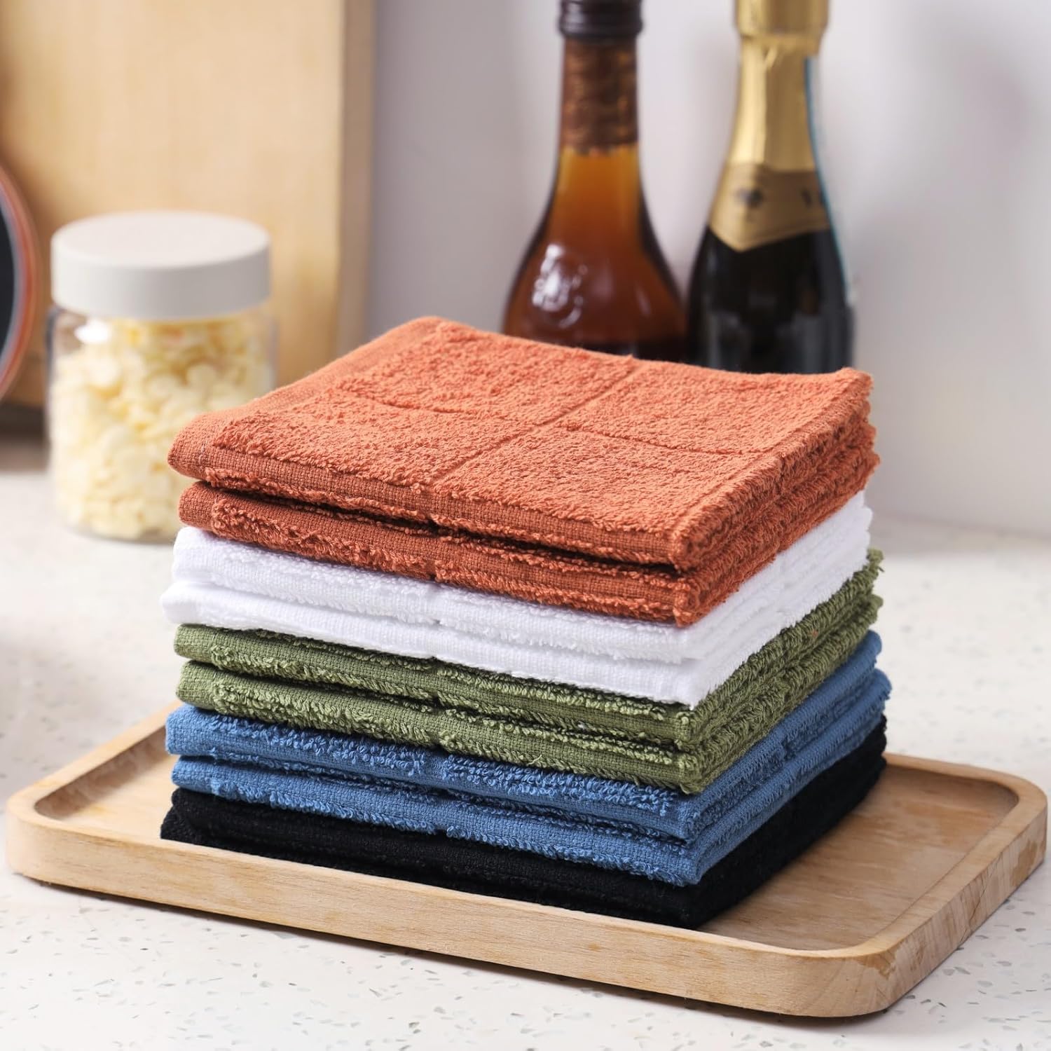 Glynniss Kitchen Dish Cloths for Washing Dishes, Black Terry Dish Rags