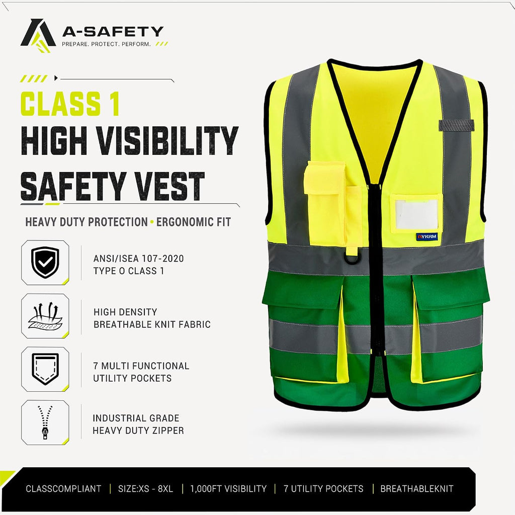 A-SAFETY High Visibility Reflective Safety Vest Customize Logo (XS-8XL)