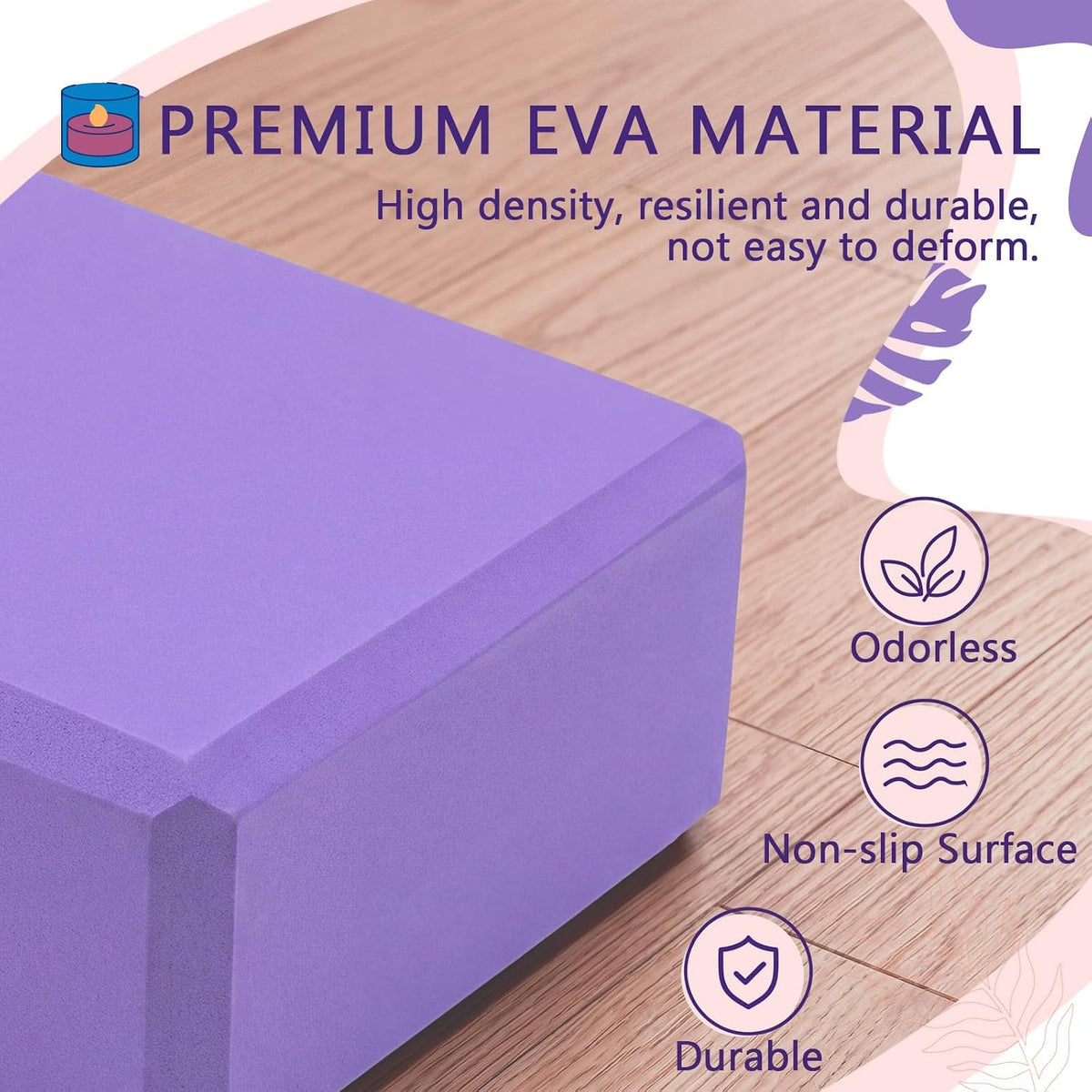 Chalyna 3 Pcs Yoga Bolster Pillow & Yoga Blocks Set Stretching and Back Support Lightweight Foam Blocks Portable Handle Soft Non-slip Surface Reusable for Pilates Meditation Balance Purple