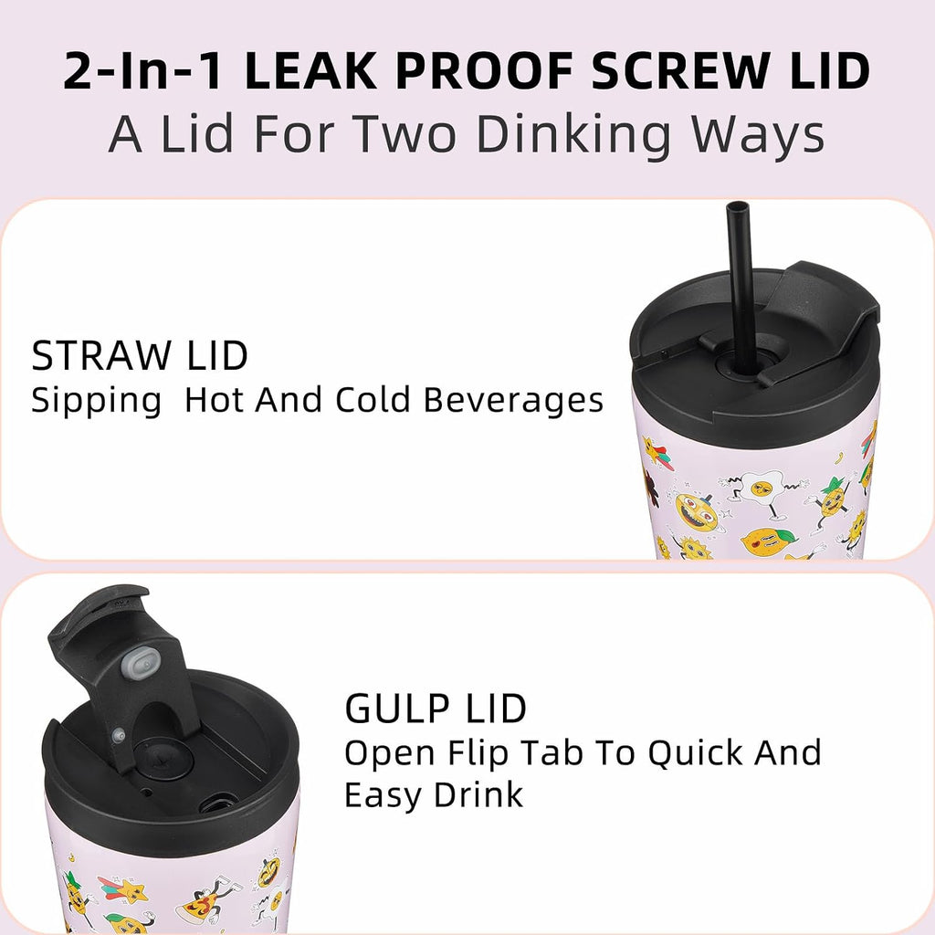 BJPKPK 34oz Coffee Tumbler with Straw, Insulated Stainless Steel Cup