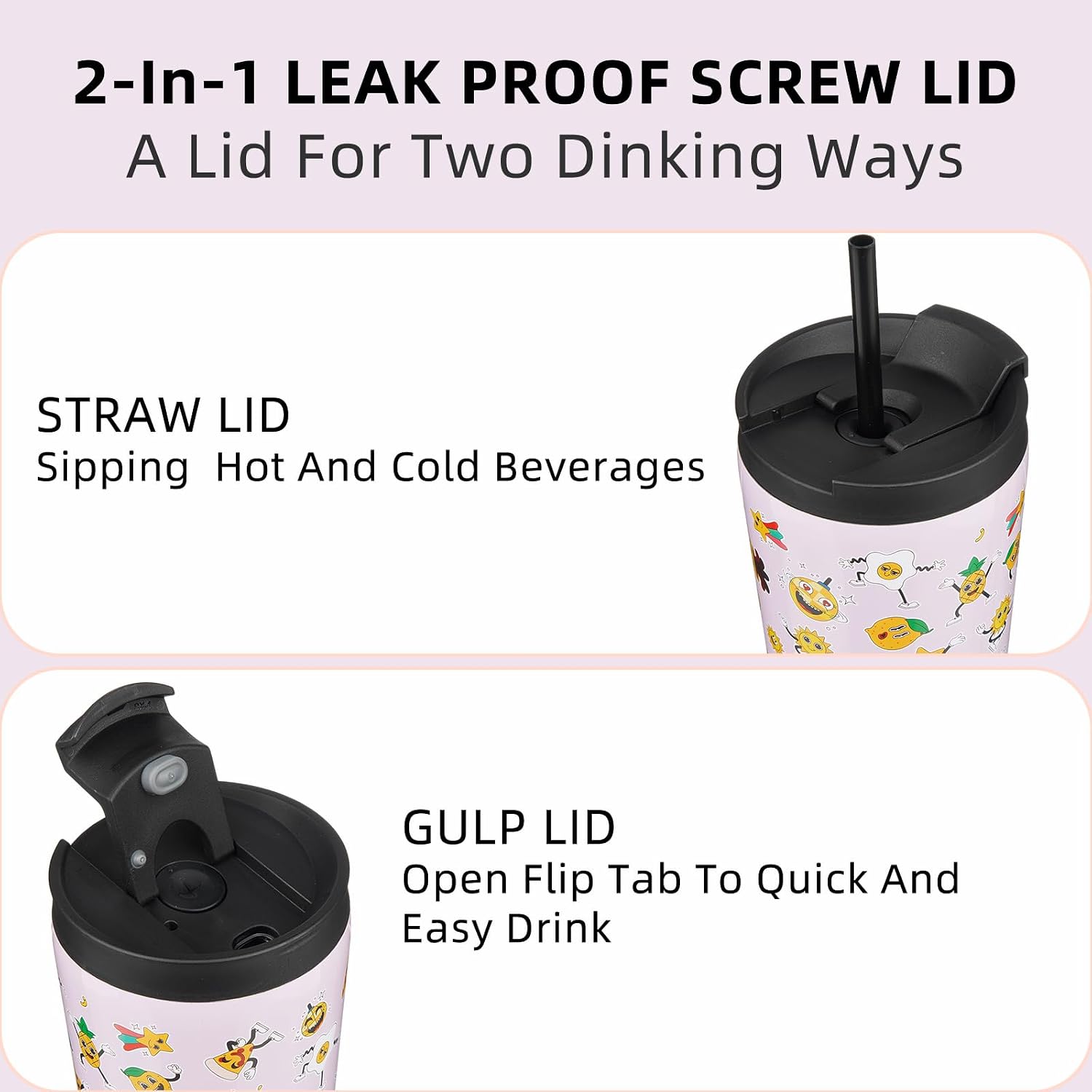 BJPKPK 34oz Coffee Tumbler with Straw, Insulated Stainless Steel Cup