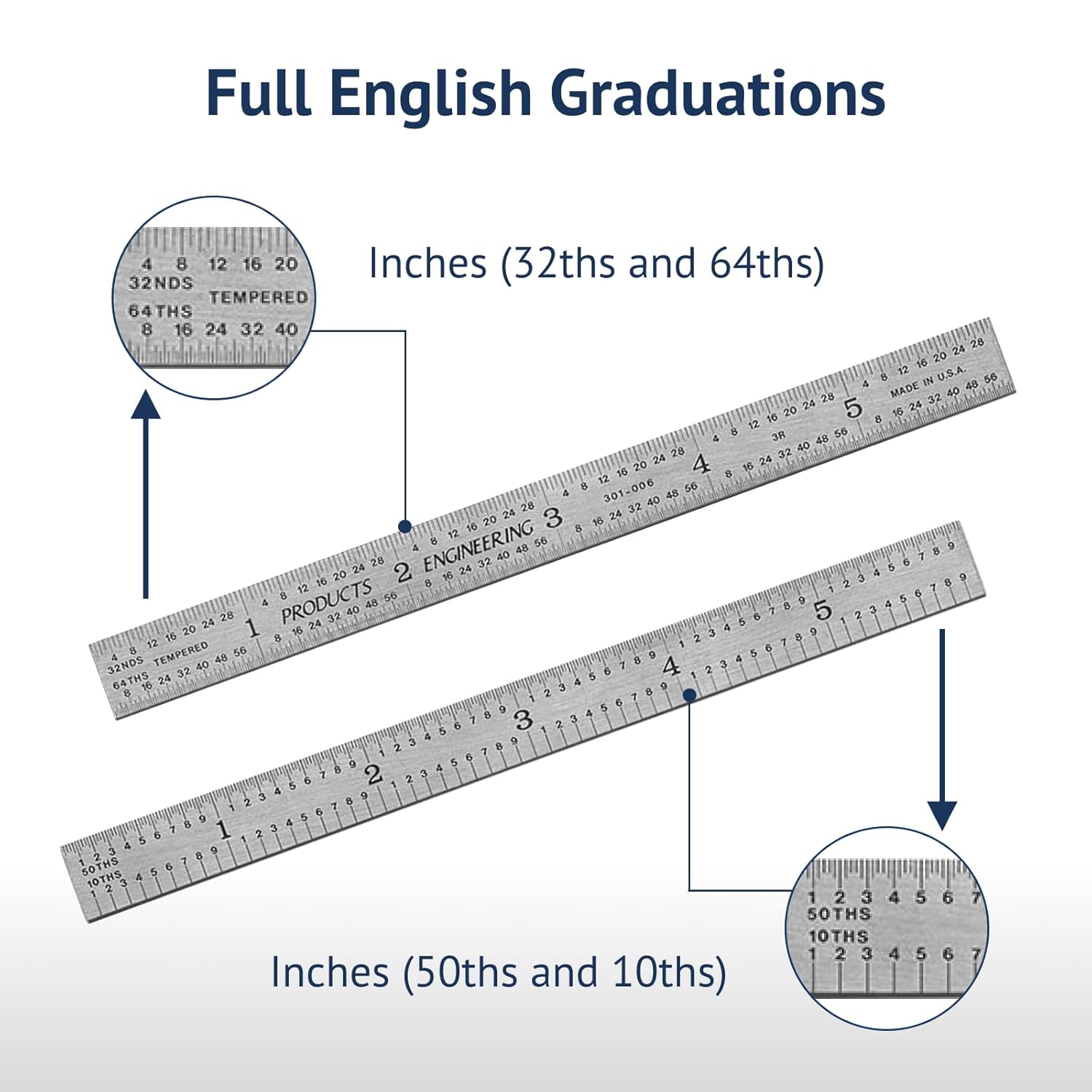 PEC Tools Made in USA 6" Metal Ruler, Flexible