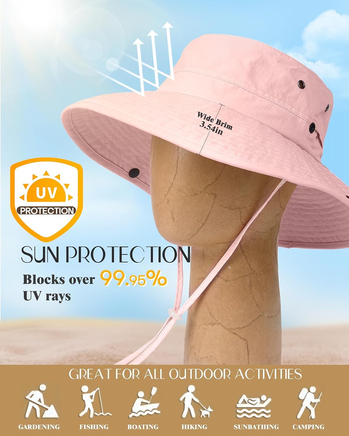 FURTALK Sun Hats for Women Ponytail Wide Brim Summer Packable Cowboy Hat