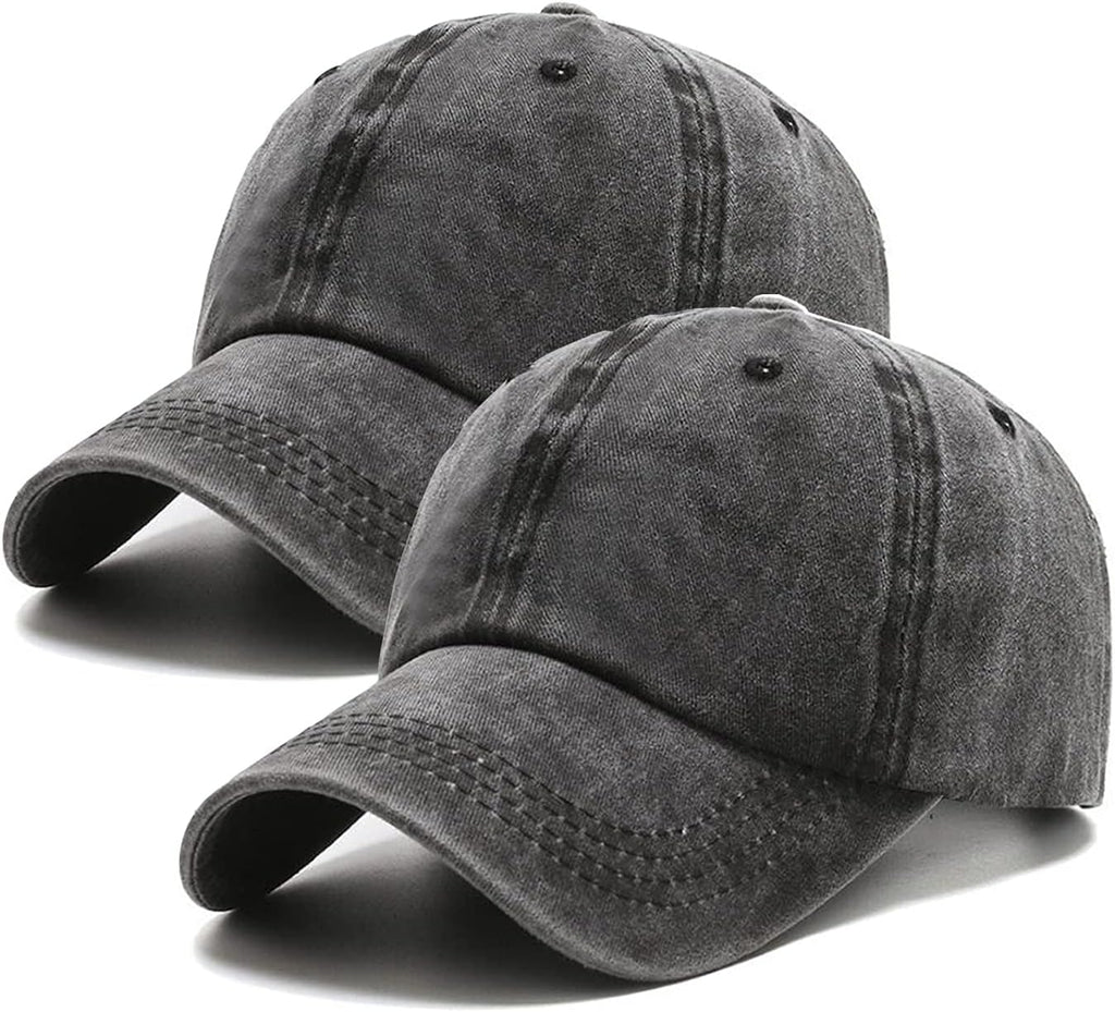 PFFY 2 Packs Vintage Washed Distressed Baseball Cap Dad Hat for Men Women