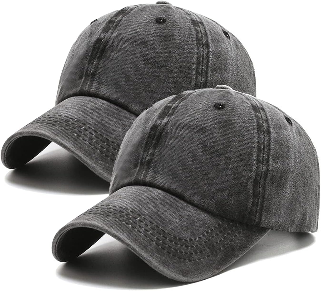 PFFY 2 Packs Vintage Washed Distressed Baseball Cap Dad Hat for Men Women