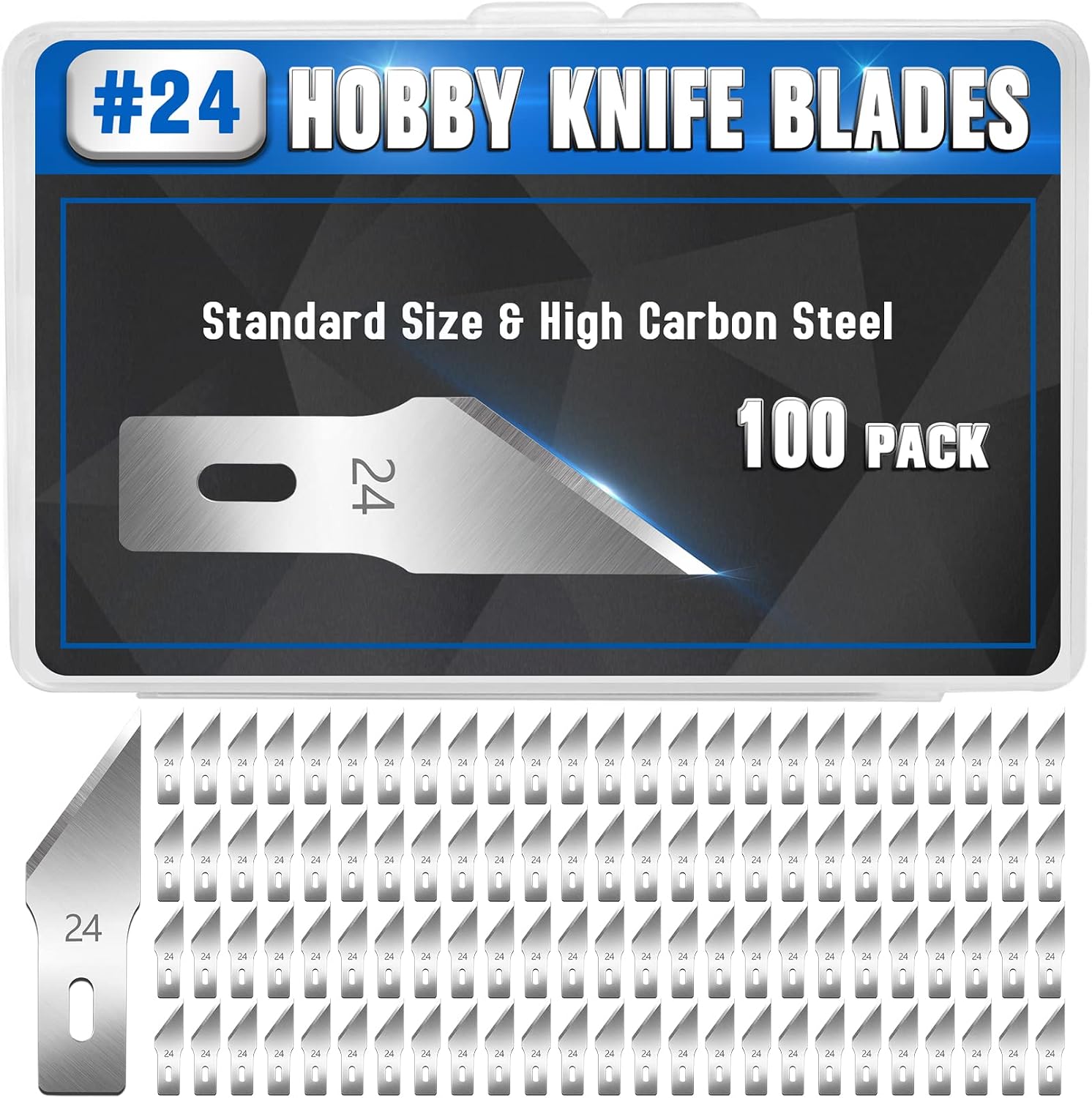 DIYSELF 100 Pack Hobby Knife Blades #18, Carbon Steel Chisel Blades