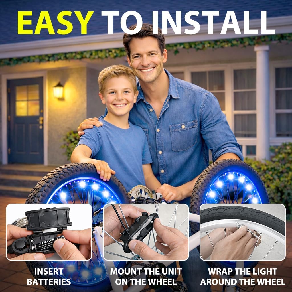 BLITZU Bike Wheel Lights 2-Pack, 7 Color Bicycle Spoke LED for Night Riding
