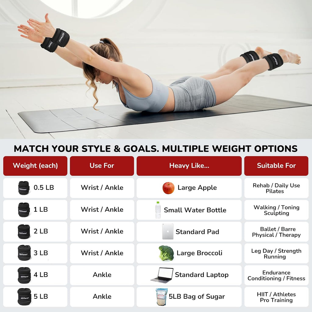Ankle Weights for Women & Men, Wrist Weights, A Pair of 1/2/3/4/6/8/10 lbs