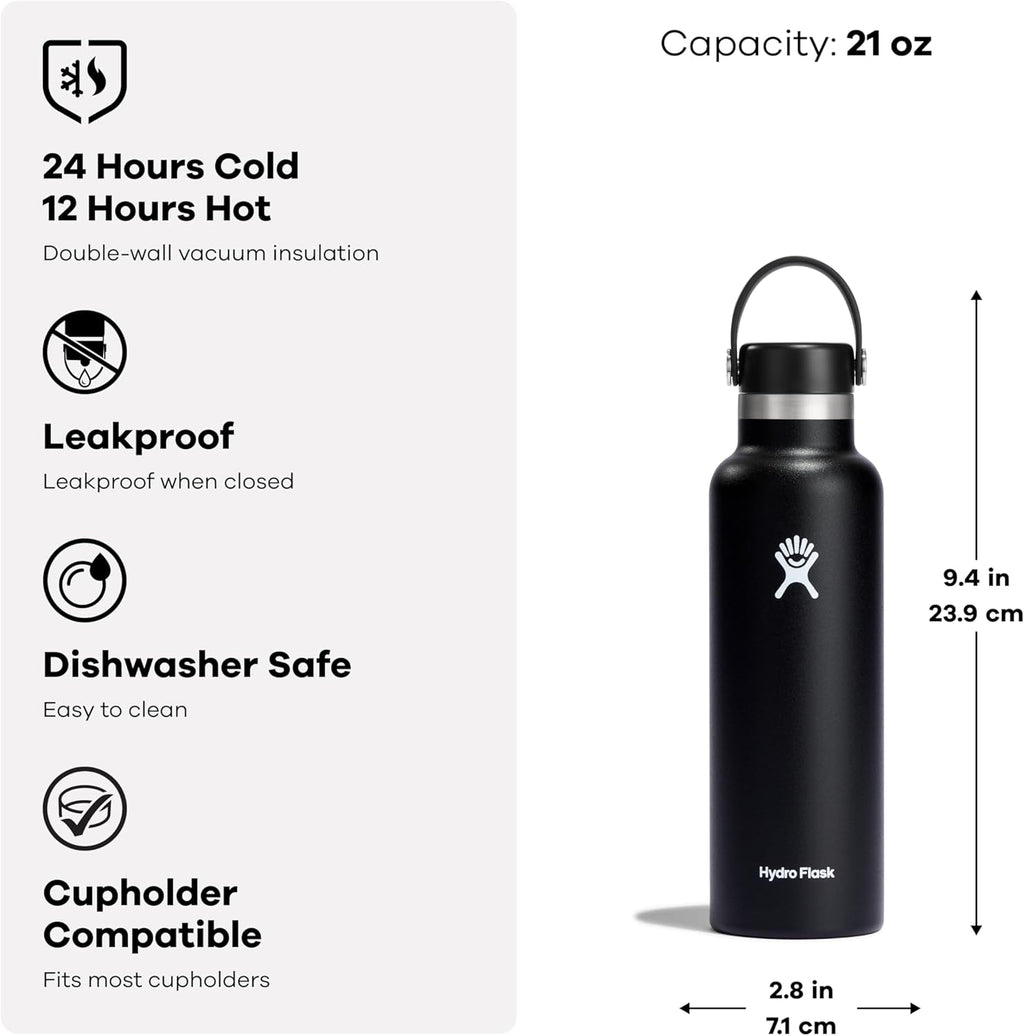 Hydro Flask Water Bottle - Insulated Stainless Steel - Non Spill, Leakproof in 21 Oz Aloe Green