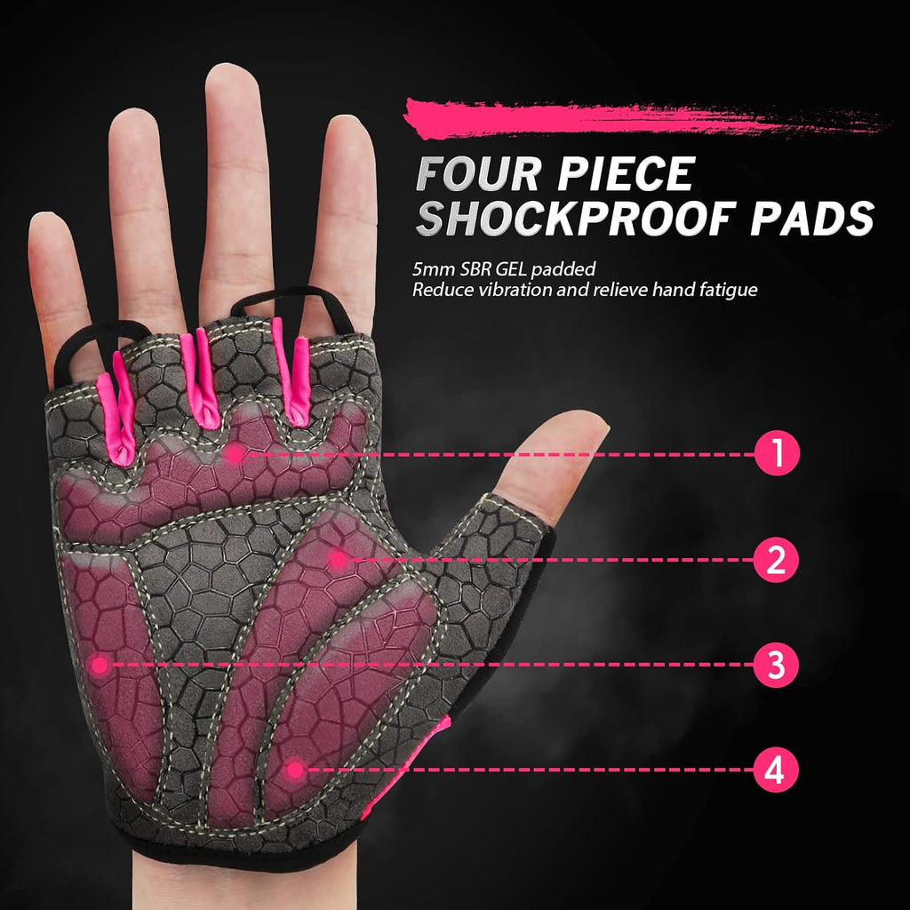 Bike Gloves Cycling Gloves Biking Gloves Bicycle Gloves for Men Women with Anti-Slip Shock-Absorbing Pad,Light Weight Half Finger Gloves for Cycling Workout Training Outdoor