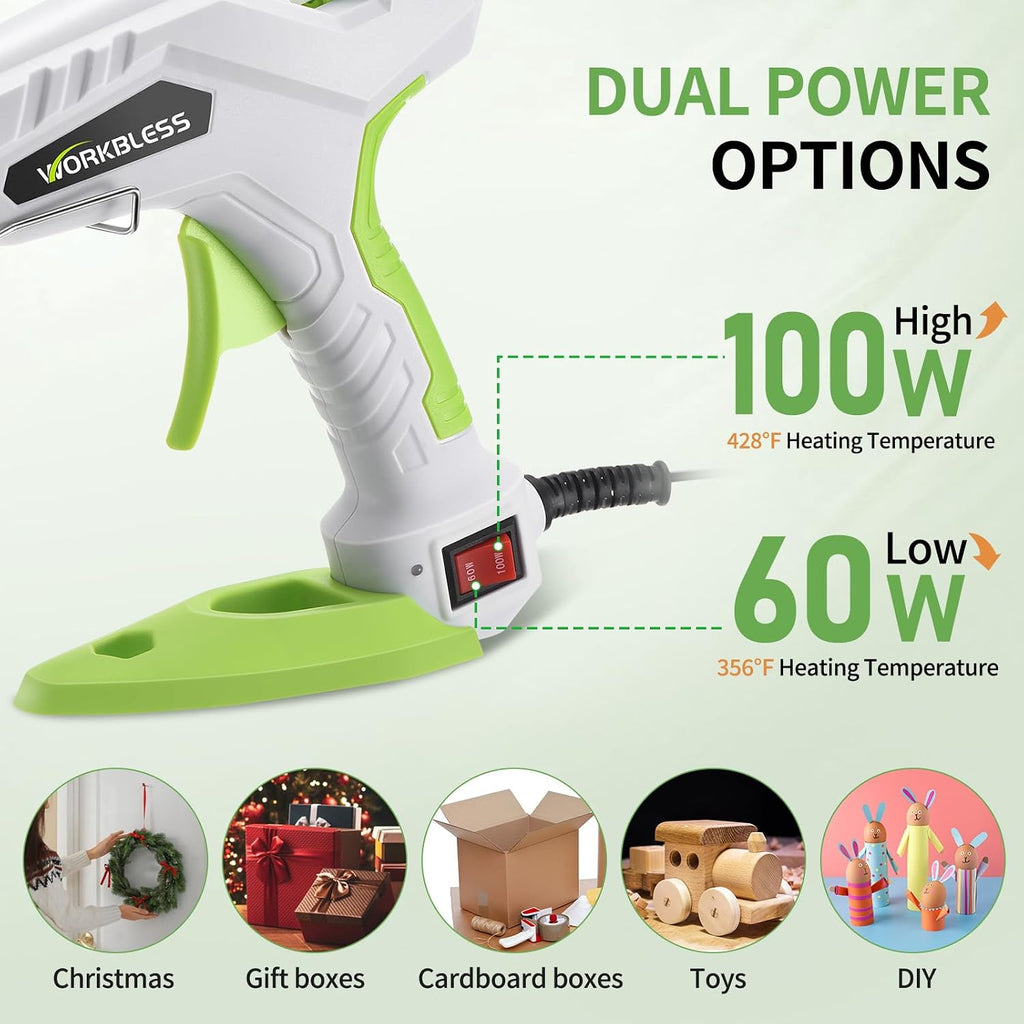 Hot Glue Gun Large 60W/100W Dual Temp W/Full Size Stick Set,Teal
